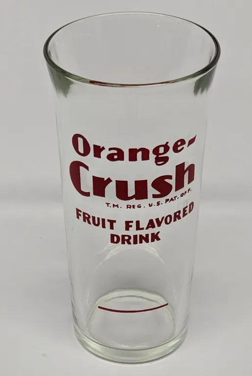 ORANGE CRUSH SODA FOUNTAIN SYRUP LINE DRINKING GLASS
