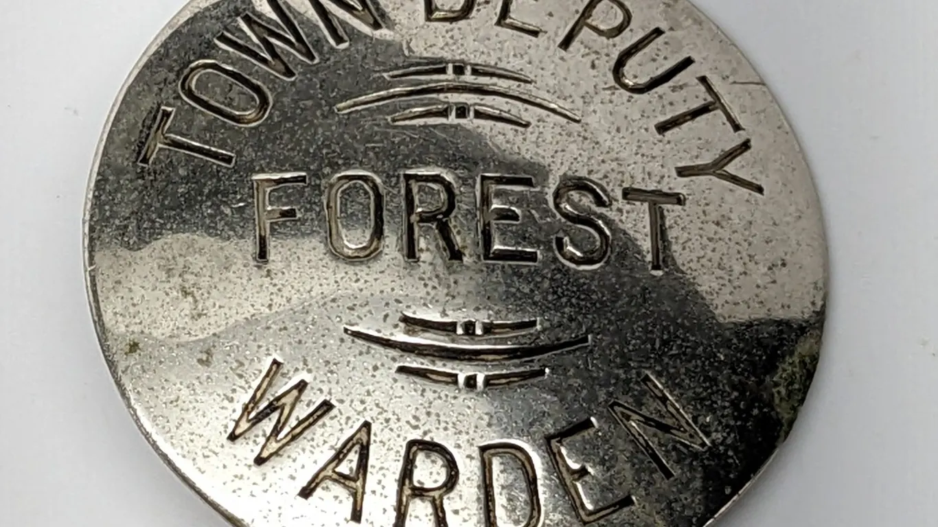 ORIGINAL VINTAGE BADGE TOWN DEPUTY FOREST WARDEN
