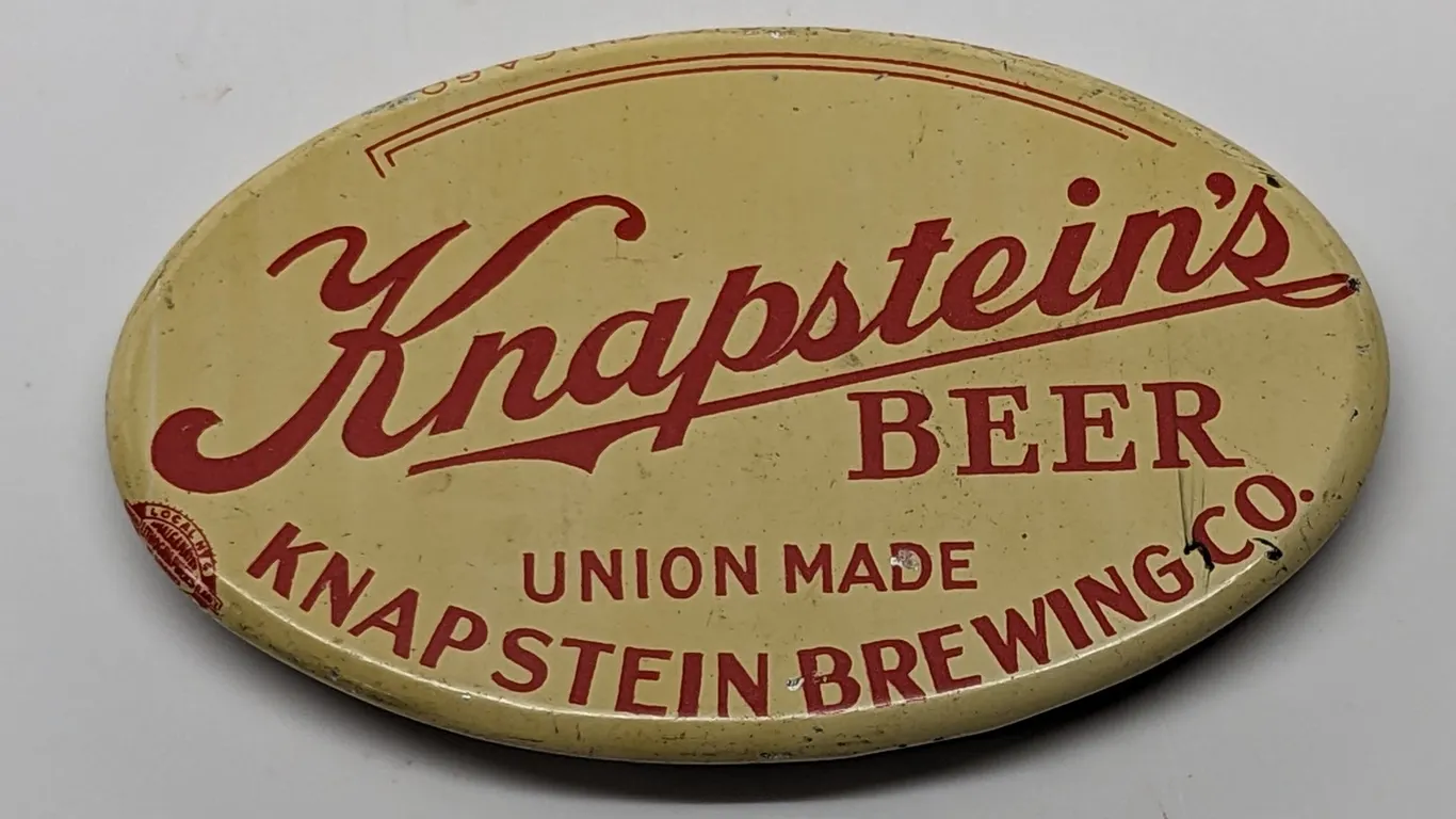 TIN TAP MARKER SIGN KNAPSTEIN'S BEER NEW LONDON WISCONSIN