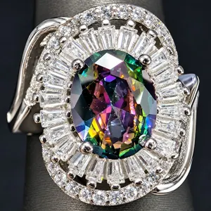 SILVER(5.2G), MYSTIC TOPAZ (2CT) RING, SUGGESTED RETAIL VALUE $340