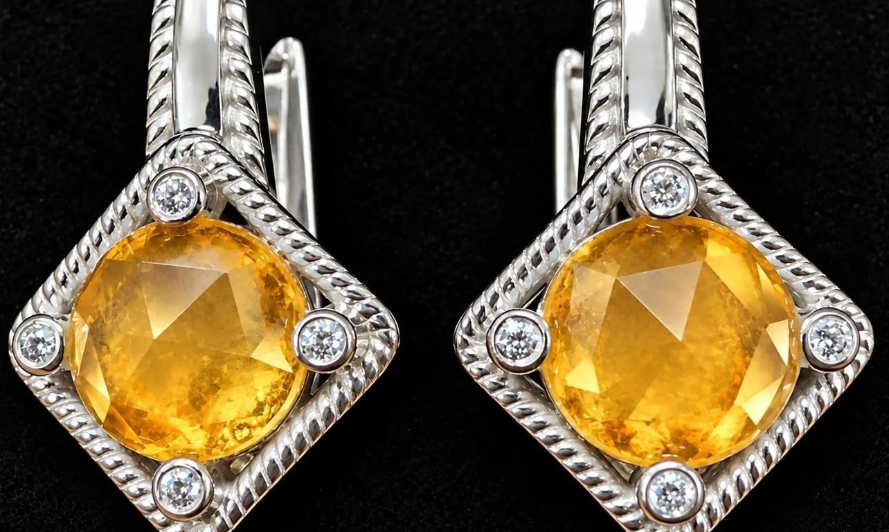 SILVER(6G), CITRINE (2CT) EARRING, SUGGESTED RETAIL VALUE $360