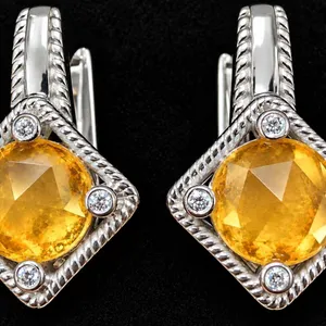 SILVER(6G), CITRINE (2CT) EARRING, SUGGESTED RETAIL VALUE $360