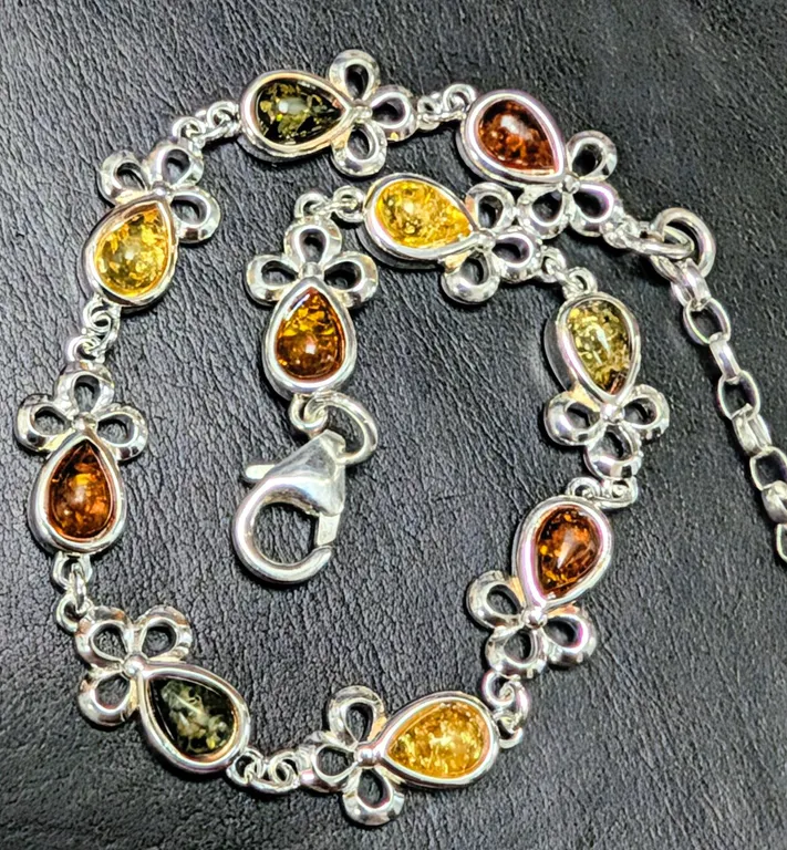 SILVER(8.7G), AMBER BRACELET 7", SUGGESTED RETAIL VALUE $250
