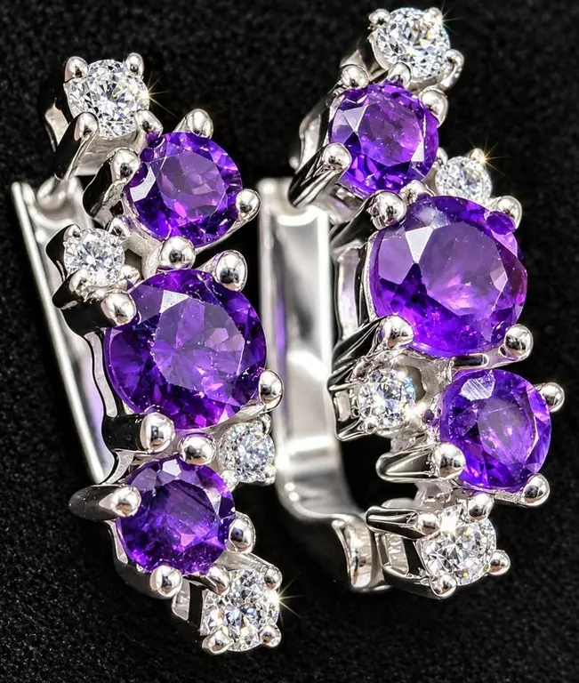 SILVER(3.3G), AMETHYST (APP 0.8CT) EARRING, SUGGESTED RETAIL VALUE $220