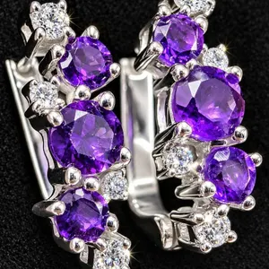 SILVER(3.3G), AMETHYST (APP 0.8CT) EARRING, SUGGESTED RETAIL VALUE $220