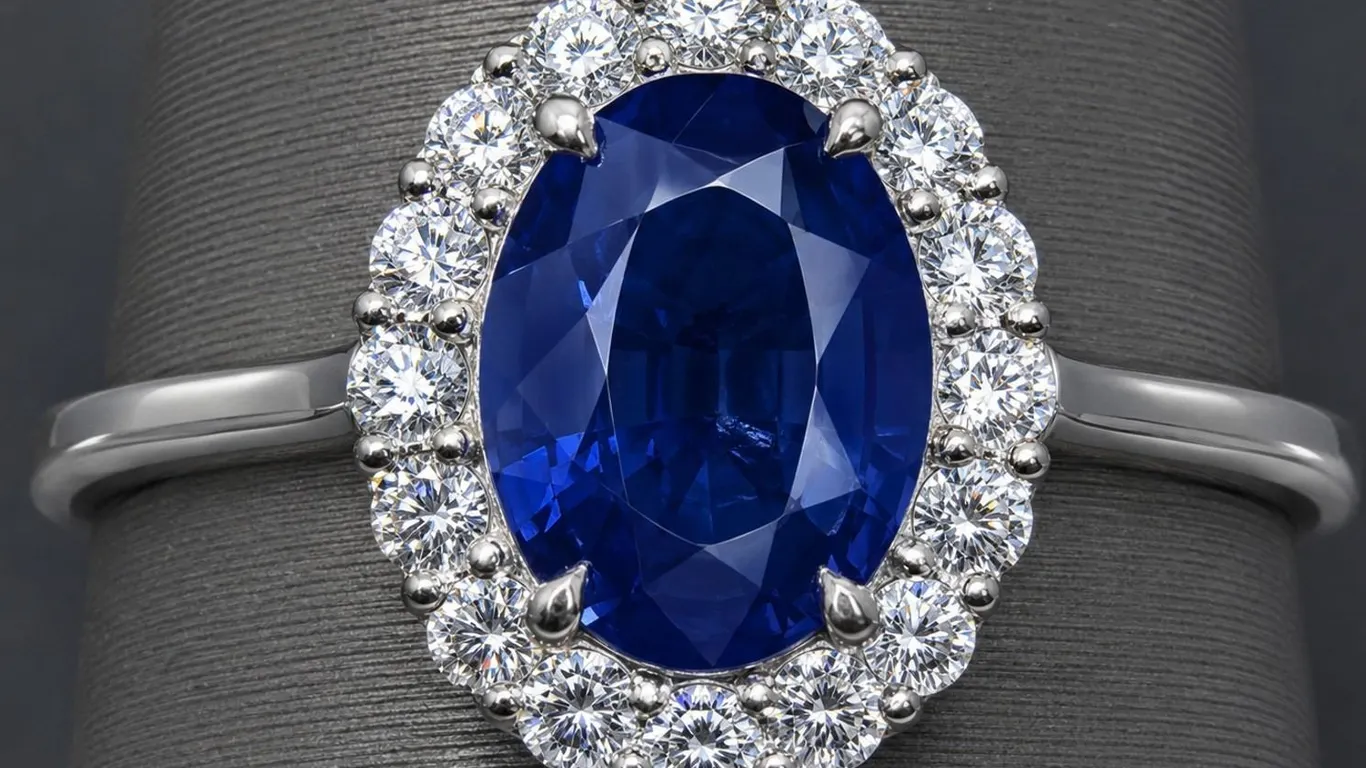 14K(1.9G), SAPPHIRE (1CT), LAB DIAMOND (0.2CT)RING, SIZE 6.5, APPRAISED INSURANCE VALUE $3200