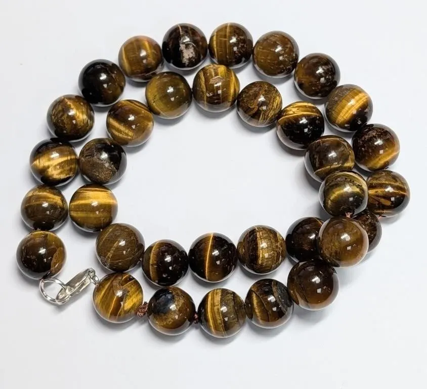 GENUINE TIGER EYE (240CT)NECKLACE 16", SUGGESTED RETAIL VALUE $240