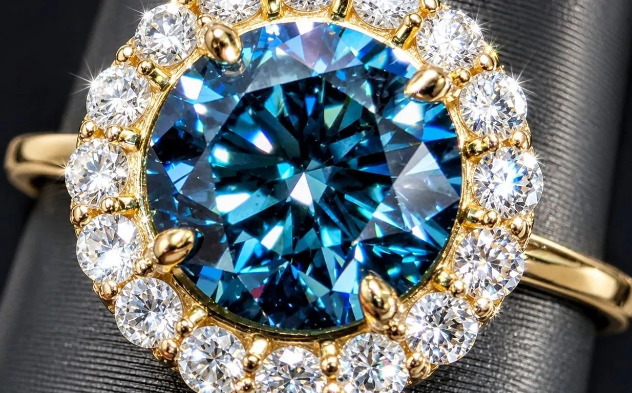 10K(1.8G), BLUE LAB DIAMOND (1.5+0.5CT)RING, SIZE 6.5, APPRAISED INSURANCE VALUE $3410