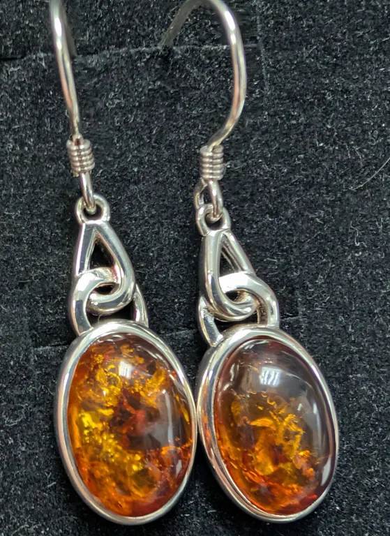 SILVER(3.57G), AMBER EARRING, SUGGESTED RETAIL VALUE $220