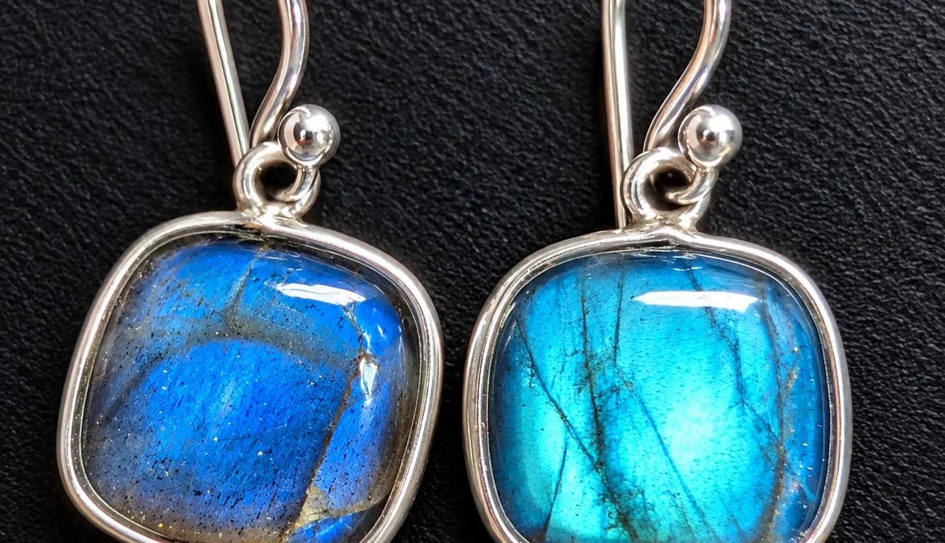 SILVER(3.42G), LABRADORITE EARRING SUGGESTED RETAIL VALUE $200
