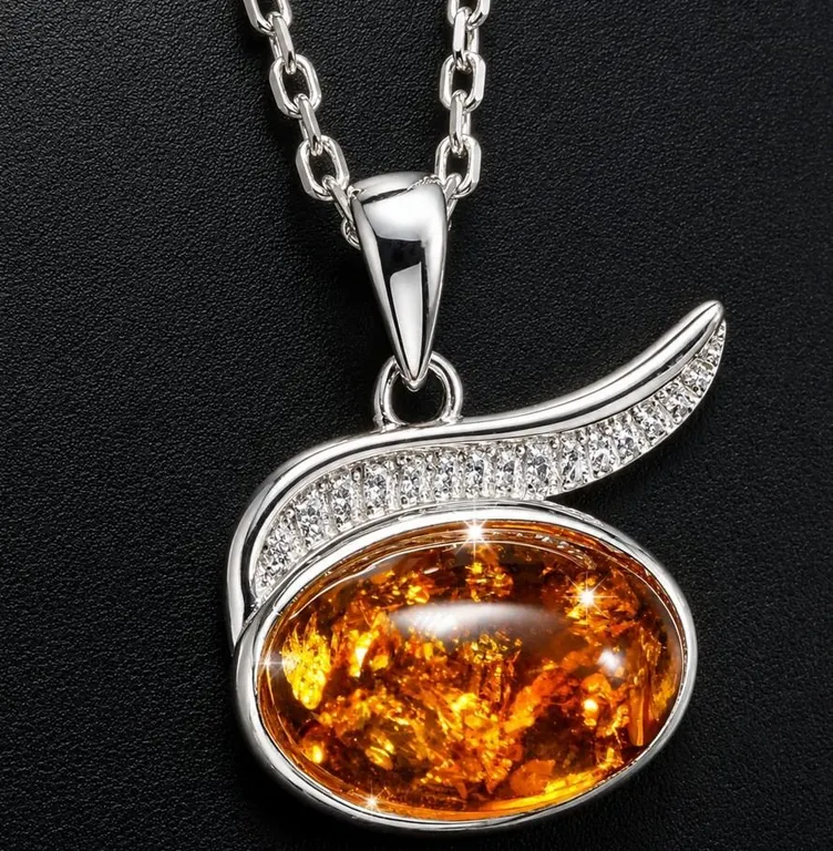 SILVER(4.02G), AMBER NECKLACE 16-18", SUGGESTED RETAIL VALUE $240
