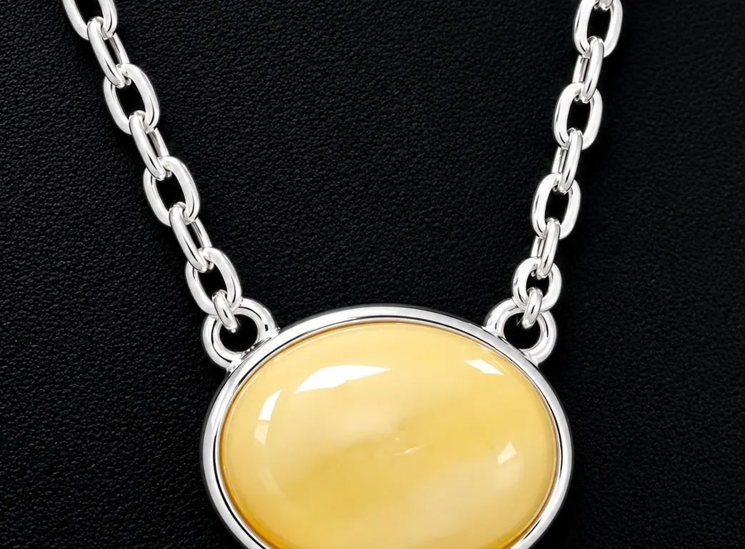 SILVER BALTIC AMBER NECKLACE 16"
