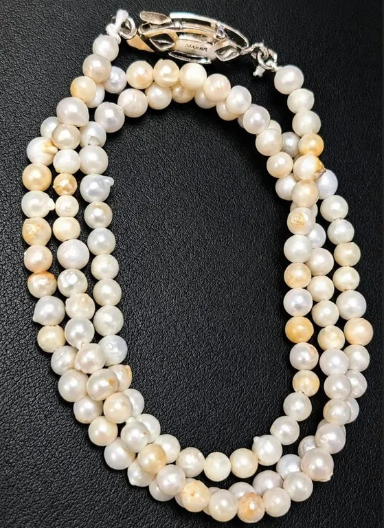 SILVER FRESH WATER PEARL NECKLACE 16" SUGGESTED RETAIL VALUE $200