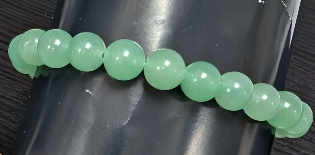 GREEN AVENTURINE 6-6.5MM BRACELET FLEXIBLE SUGGESTED RETAIL VALUE $200