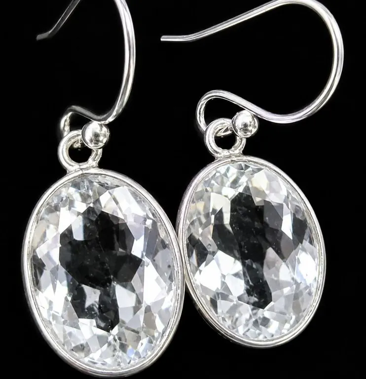 SILVER(3.3G), WHITE TOPAZ (12CT) EARRING, SUGGESTED RETAIL VALUE $240