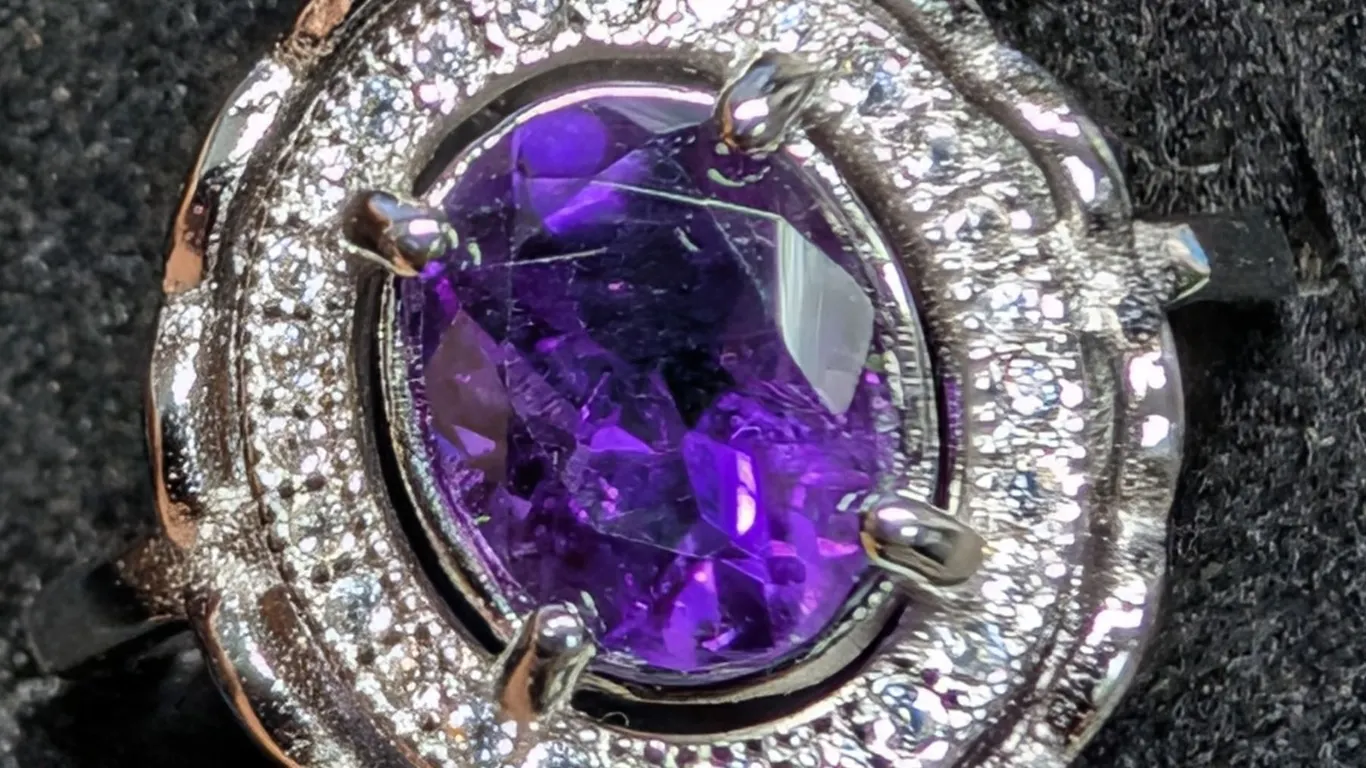SILVER(3.42G), AMETHYST CZ (1.5CT)RING , SUGGESTED RETAIL VALUE $260