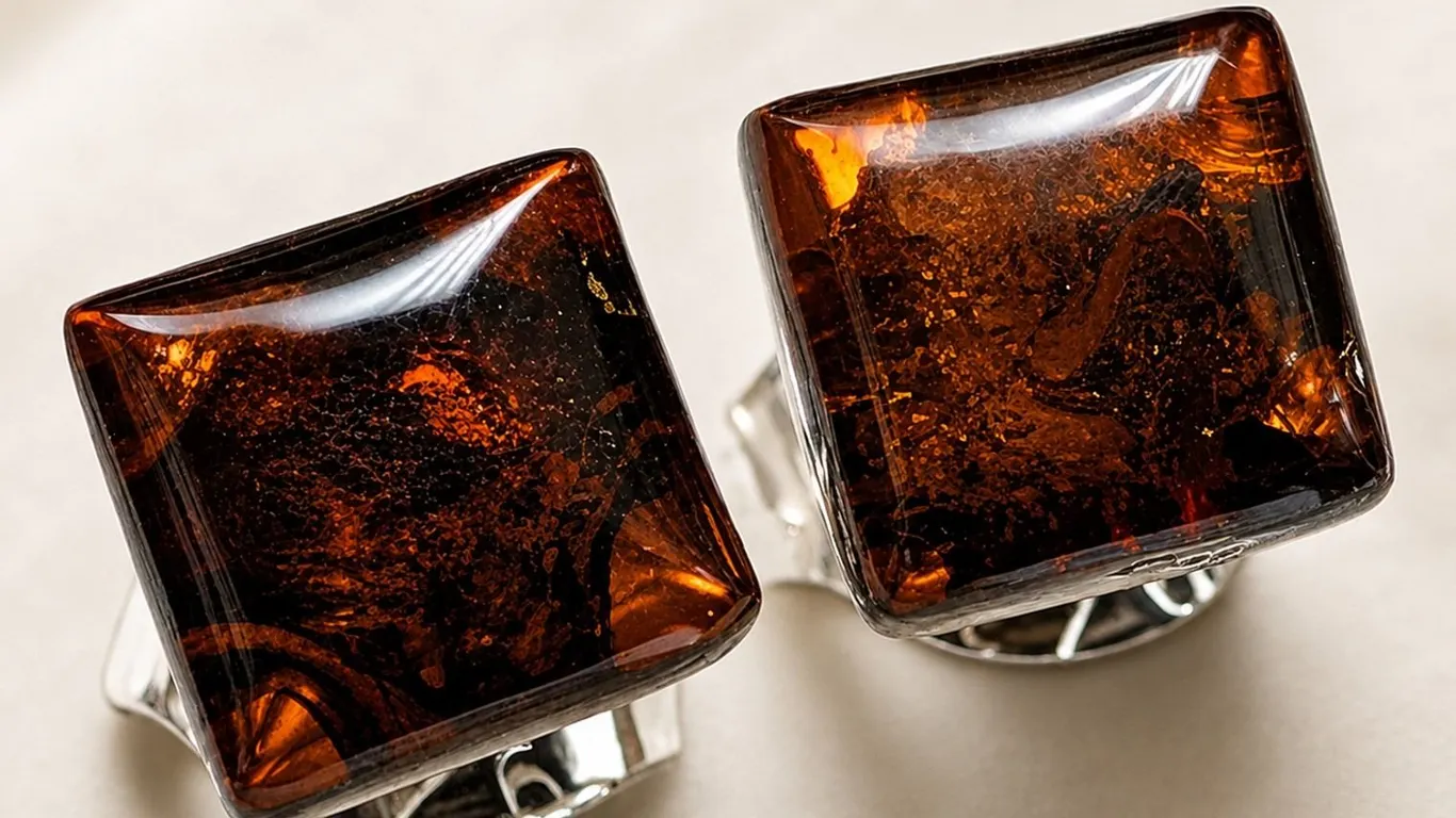 SILVER AMBER EARRING
