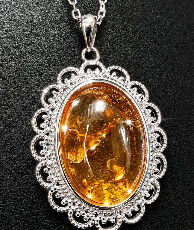 SILVER(6.09G), AMBER NECKLACE 16-18", SUGGESTED RETAIL VALUE $360