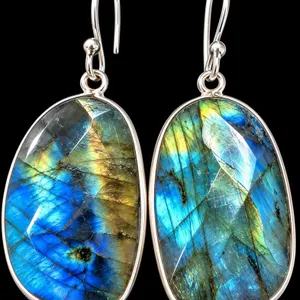 SILVER(6.8G), LABRADORITE (APP 24CT) EARRING, SUGGESTED RETAIL VALUE $240