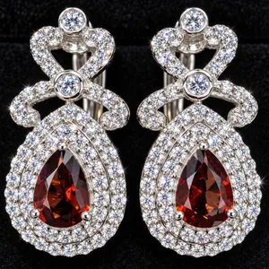 SILVER(4.8G), GARNET (APP 1CT) EARRING, SUGGESTED RETAIL VALUE $360