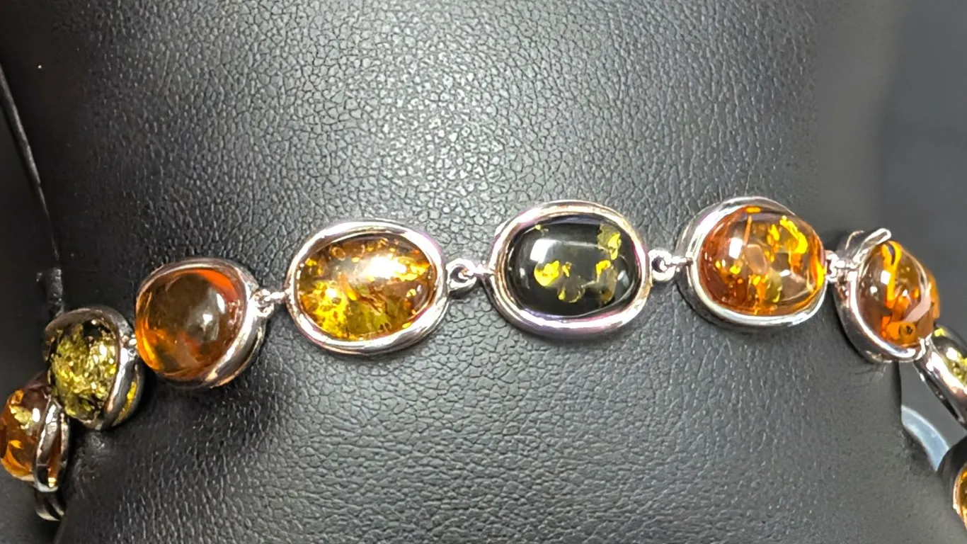 SILVER(10.9G), AMBER BRACELET 7", SUGGESTED RETAIL VALUE $700