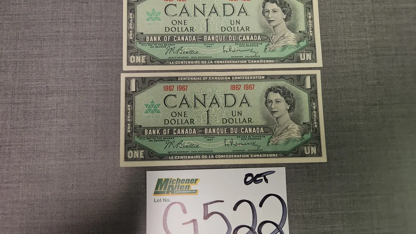 2 x 1967 Canada $1.00 Note - Qty 1