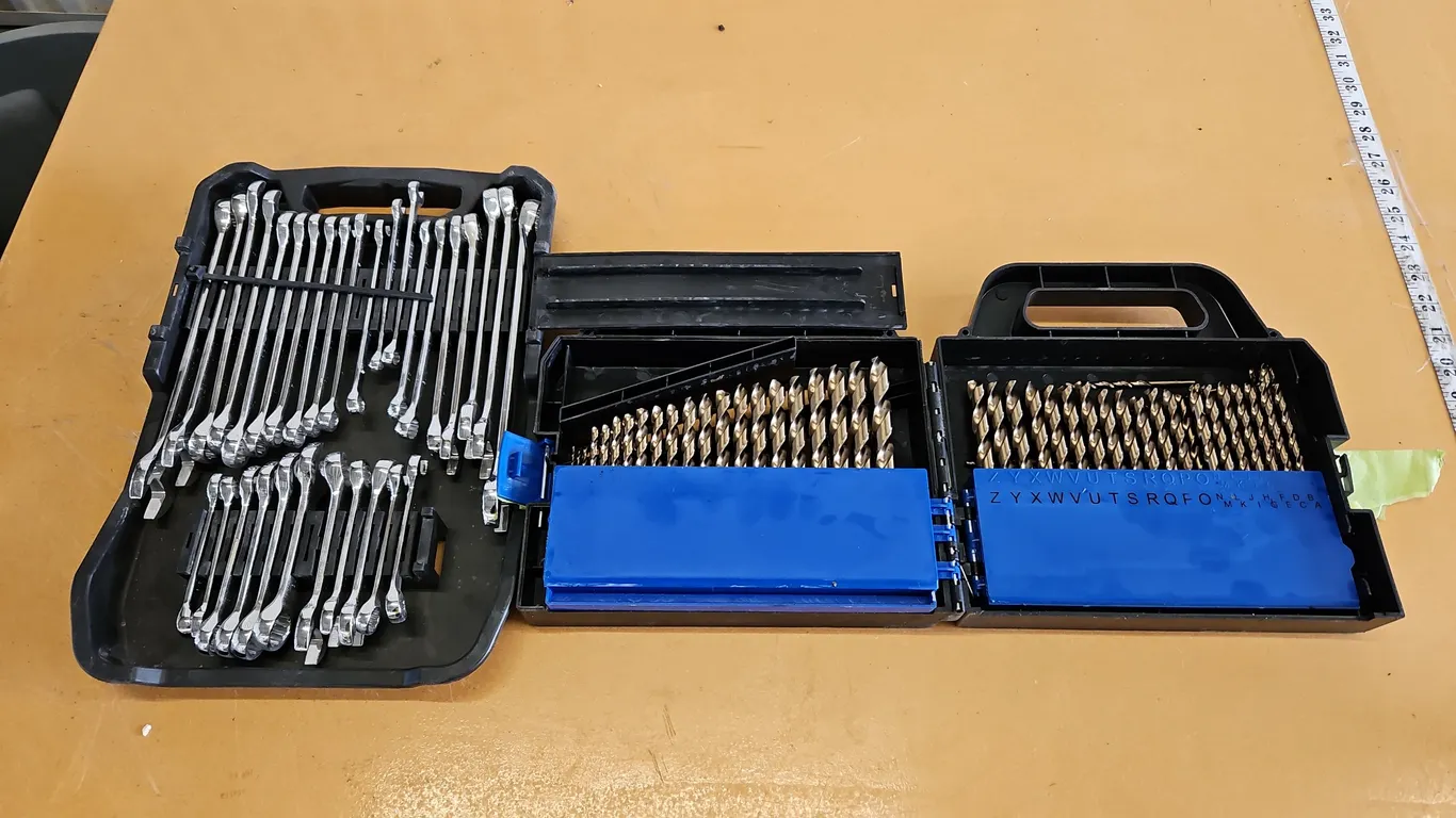 Combination wrench set & cobalt drill bit set