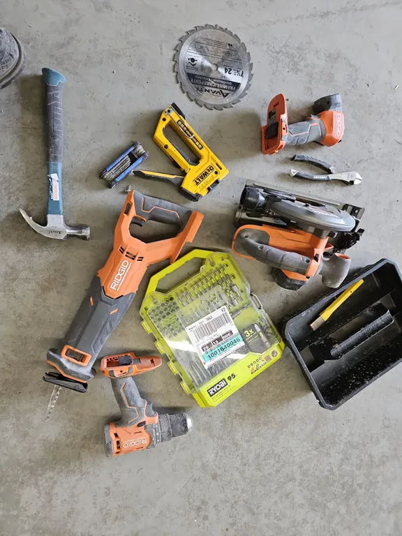Assorted Tools w/ Bins and Cart