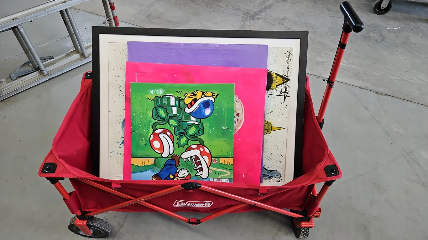 Coleman grocery wagon ans paintings x5