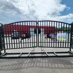 20' ft Iron Gate - Gate Pier Design - Single Arc Deer