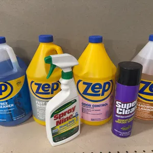 Zep glass cleaner, degreaser, odor control, and floor cleaner