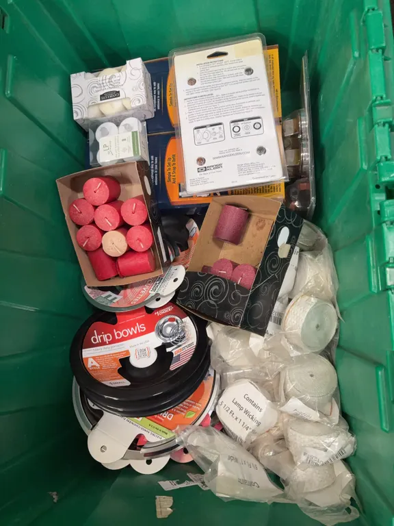 box of drip bowls candles candle wicks contents only