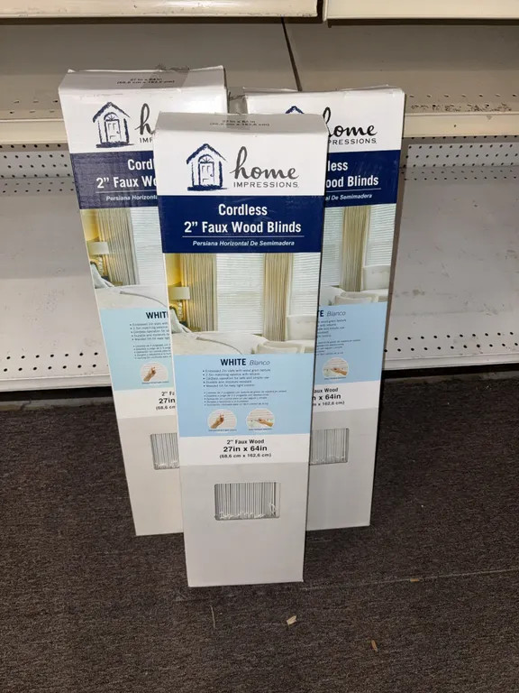 Home impressions cordless Faux wood blinds 2 inch vinyl 27“ x 64“