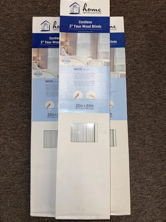 Home impressions cordless Faux wood blinds 2 inch vinyl 32“ x 64“