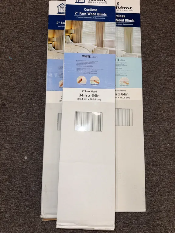 Home impressions cordless Faux wood blinds 2 inch vinyl 34“ x 64“