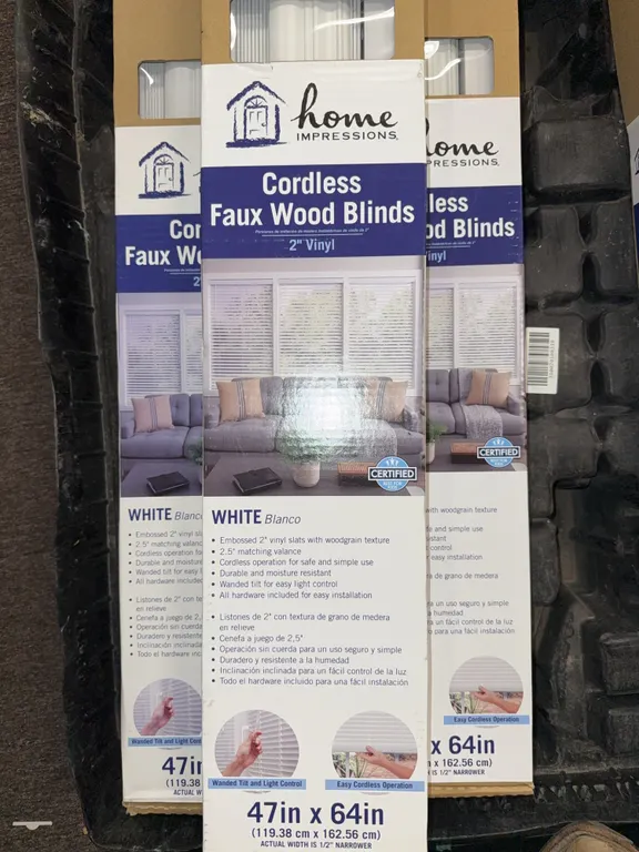 Home impressions cordless Faux wood blinds 2 inch vinyl 47“ x 64“