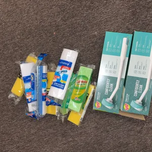 Toilet bowl cleaner and interchangeable mop, sponge heads