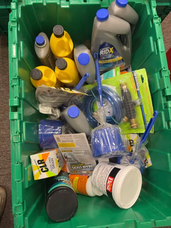 assorted box of cleaning items contents only