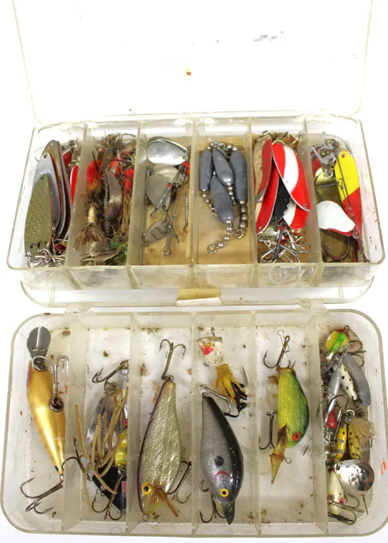 Fishing Lures in Plastic Tackle Boxes