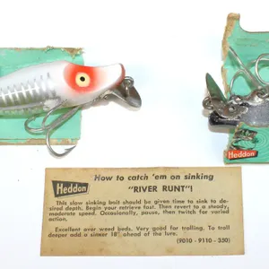 Heddon River Runt Spook Sinker Lures, Boxes, Card