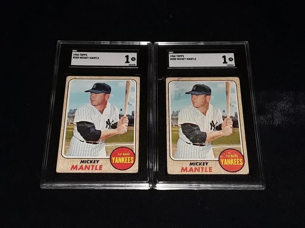 1968 Topps Mickey Mantle SGC 1 (2 Card Lot)