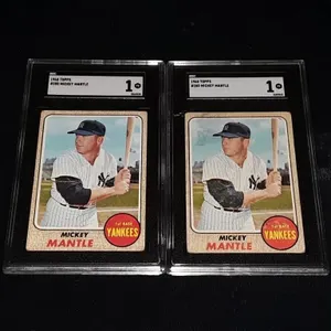 1968 Topps Mickey Mantle SGC 1 (2 Card Lot)