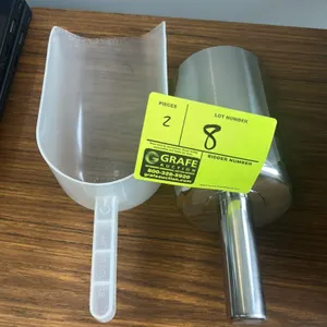Poly and stainless steel ice scoopers