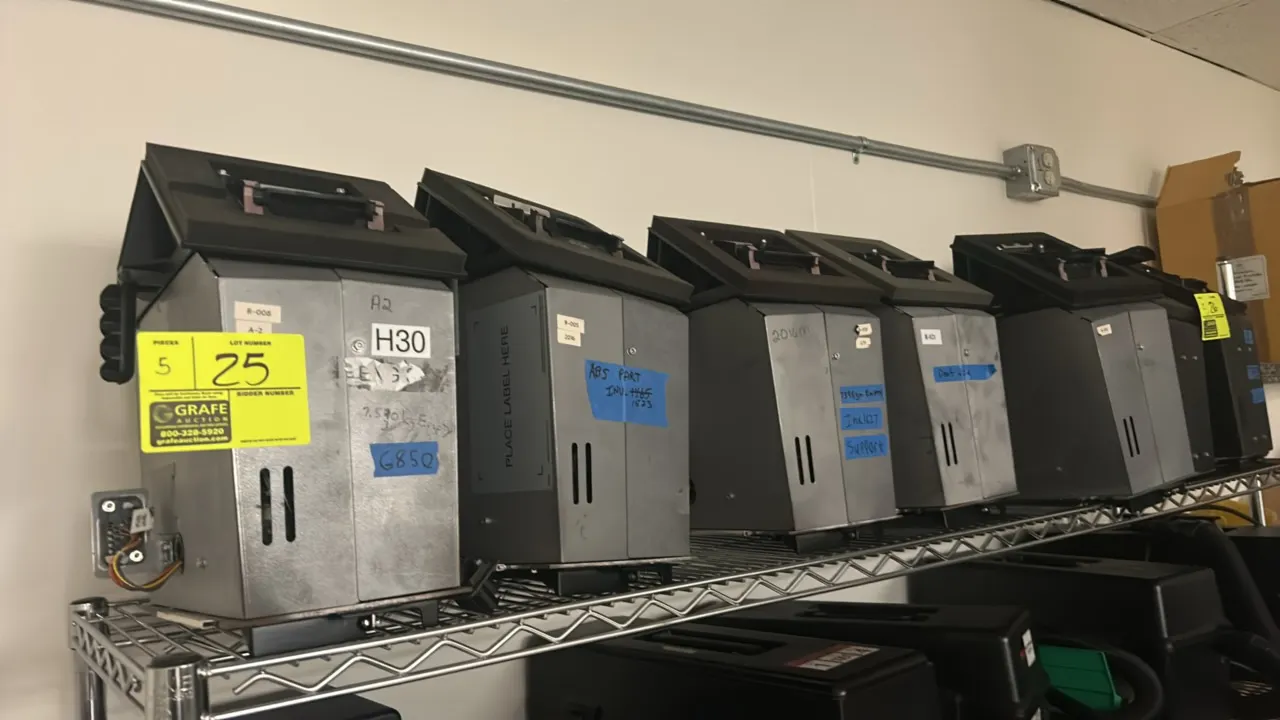 Kodak NexPress 2100 digital production components. Features sheet metal housing, molded top handles and covers, and multi-pin wiring harness connector