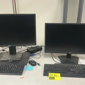 24” Dell monitors with IBM computers and keyboards and mice