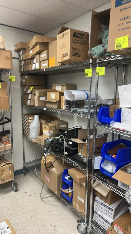Assorted printing and laboratory supplies. Includes Kodak NexPress outside cleaner blades, VWR International blood cell-counter vials with snap caps,