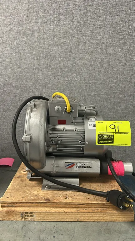 Elmo Rietschle G-BH1 Series side channel regenerative blower and vacuum pump. Features cast aluminum housing, top carry handle, and integrated silence