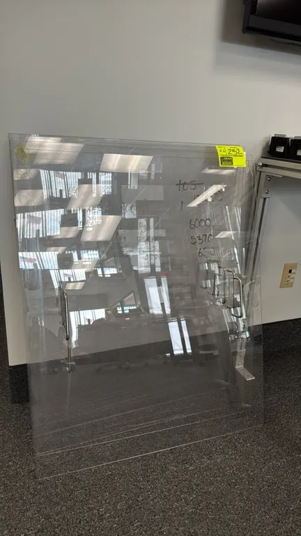 Poly lab panels. Features clear construction and dual metal side handles. 30"W x 36"H.