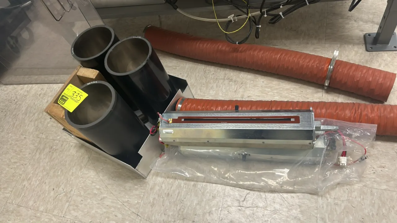 Kodak NexPress 2100 digital production press components. Package lot includes (3) Extended Life Imaging Cylinders, (2) flexible duct hoses, and intern