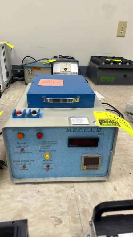 Eastman Kodak M.E.C.C.A. III (#84) laboratory toner test apparatus. Features Newport digital meter, Omron H5CL timer, agitation and concentration test